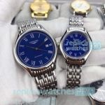 Best Quality Copy Longines Blue Dial Stainless Steel Lovers Watch